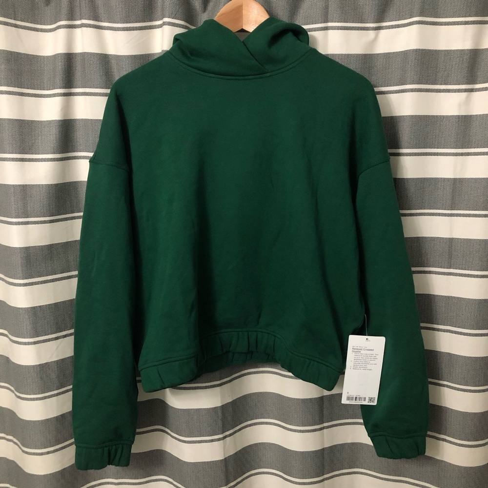 NWT Lululemon Relaxed Cropped Hoodie - Everglade Green - Sz 8